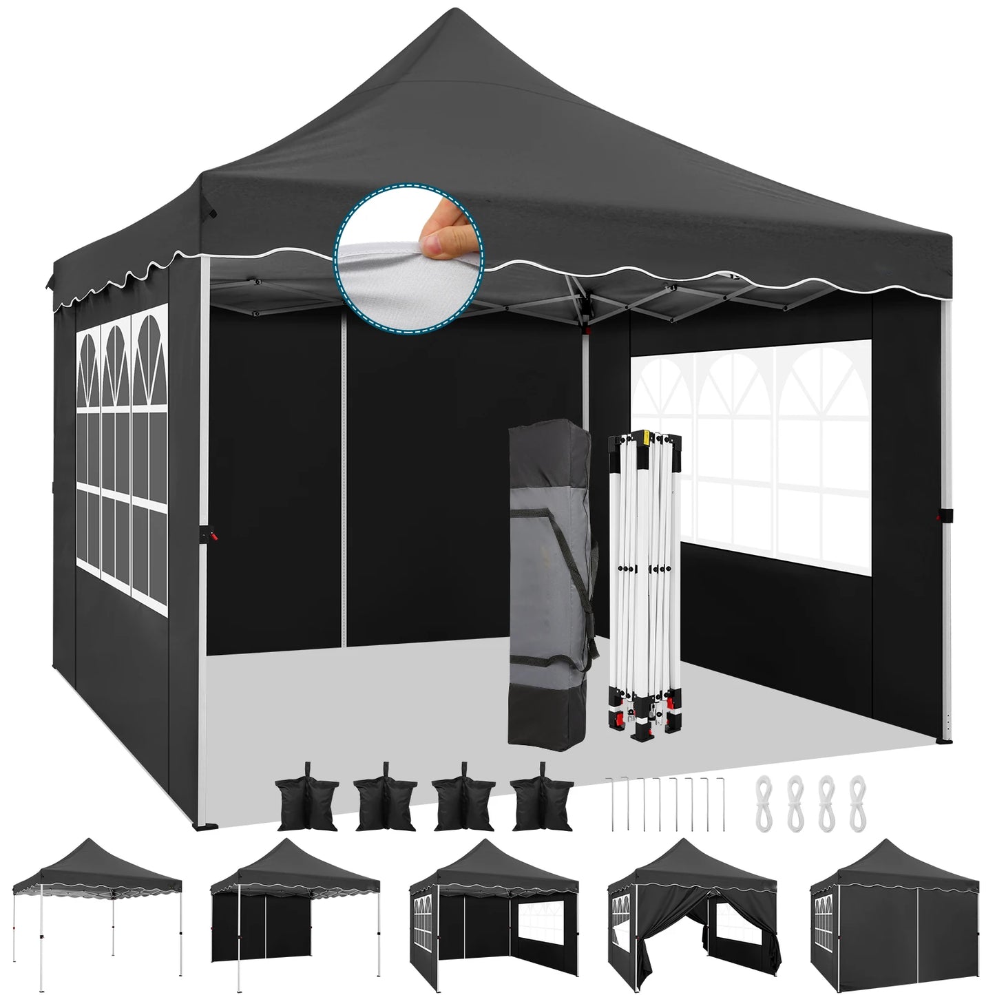 10x10 Pop Up Canopy Tent with 4 Walls & Accessories Kit, UPF50+ Waterproof Instant Shelter for Commercial & Personal Events