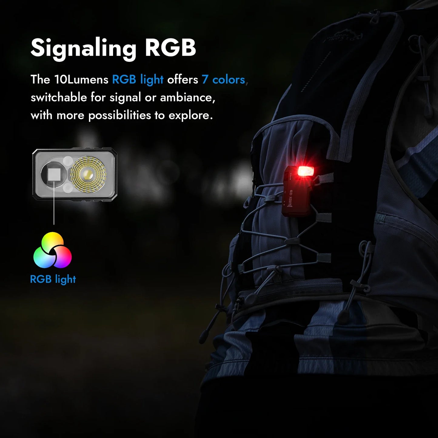 WUBEN G5 EDC 400 Lumen & RGB Dual-Light Flashlight USB-C Rechargeable Keychain hands Free for Camping, Car Repair, Home Use