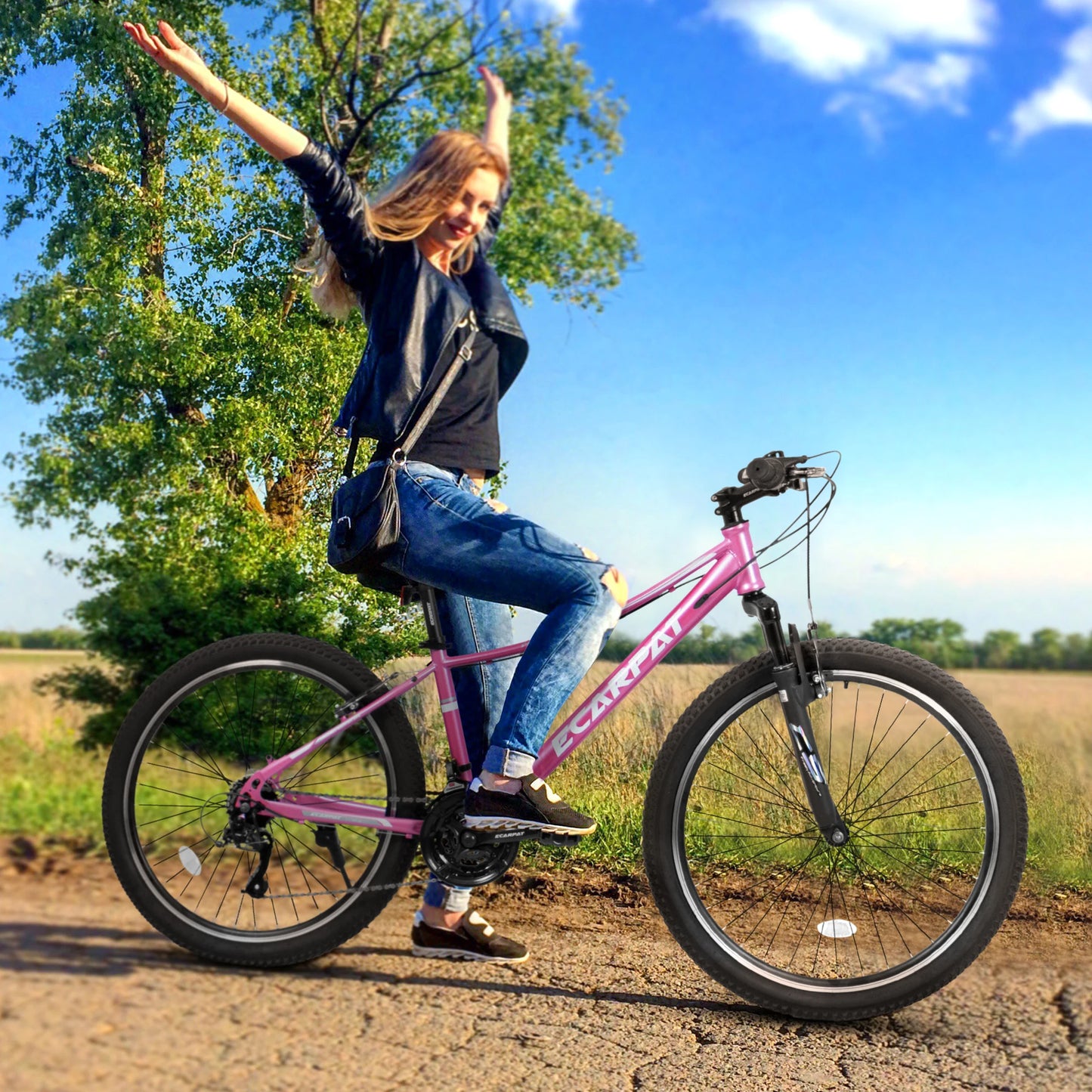 Ecarpat 24/26 Inch Mountain Bike Girls Womens, 21 Speed Mount Bicycles, Female Outdoor Cycling Commuting City Bike Birthday Gift