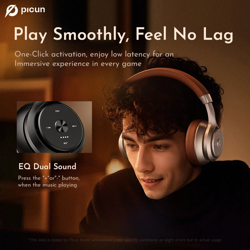 Picun P28X Wireless Headphones Bluetooth 5.3 Noise Reduction Headset Dual Drive Units Bass Over-Ear Headphones Classic Headset