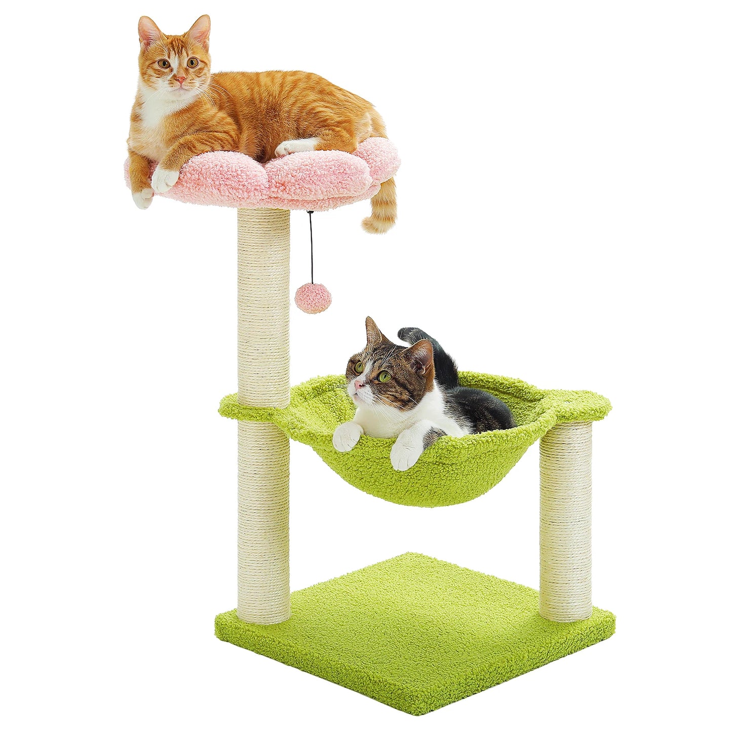 Flower Cat Tree with Sisal Scratching Post Large Hammock Soft Top Perch Small Cat Tower for Indoor Cute Cat Scratcher Kitten Toy