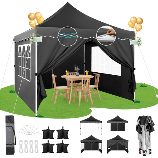 10x10 Pop Up Canopy Tent with 4 Walls & Accessories Kit, UPF50+ Waterproof Instant Shelter for Commercial & Personal Events