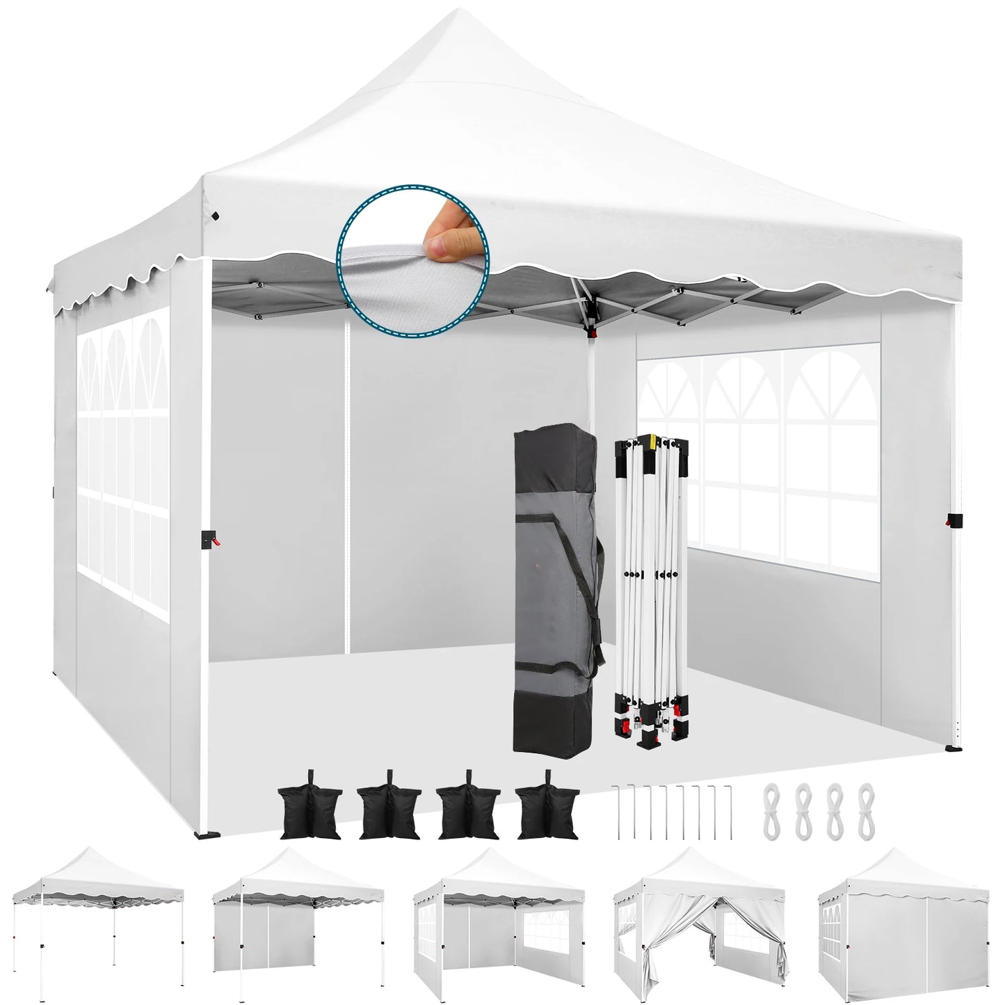 10x10 Pop Up Canopy Tent with 4 Walls & Accessories Kit, UPF50+ Waterproof Instant Shelter for Commercial & Personal Events