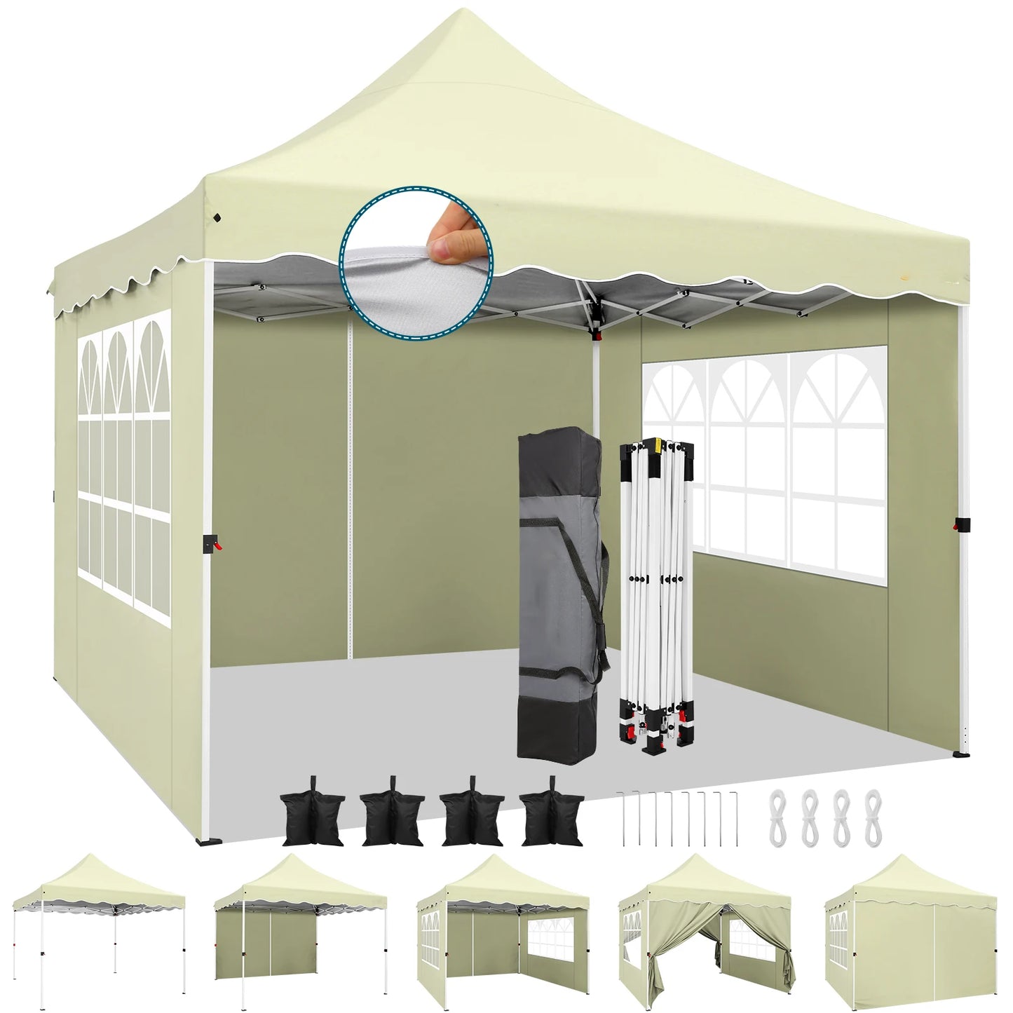 10x10 Pop Up Canopy Tent with 4 Walls & Accessories Kit, UPF50+ Waterproof Instant Shelter for Commercial & Personal Events