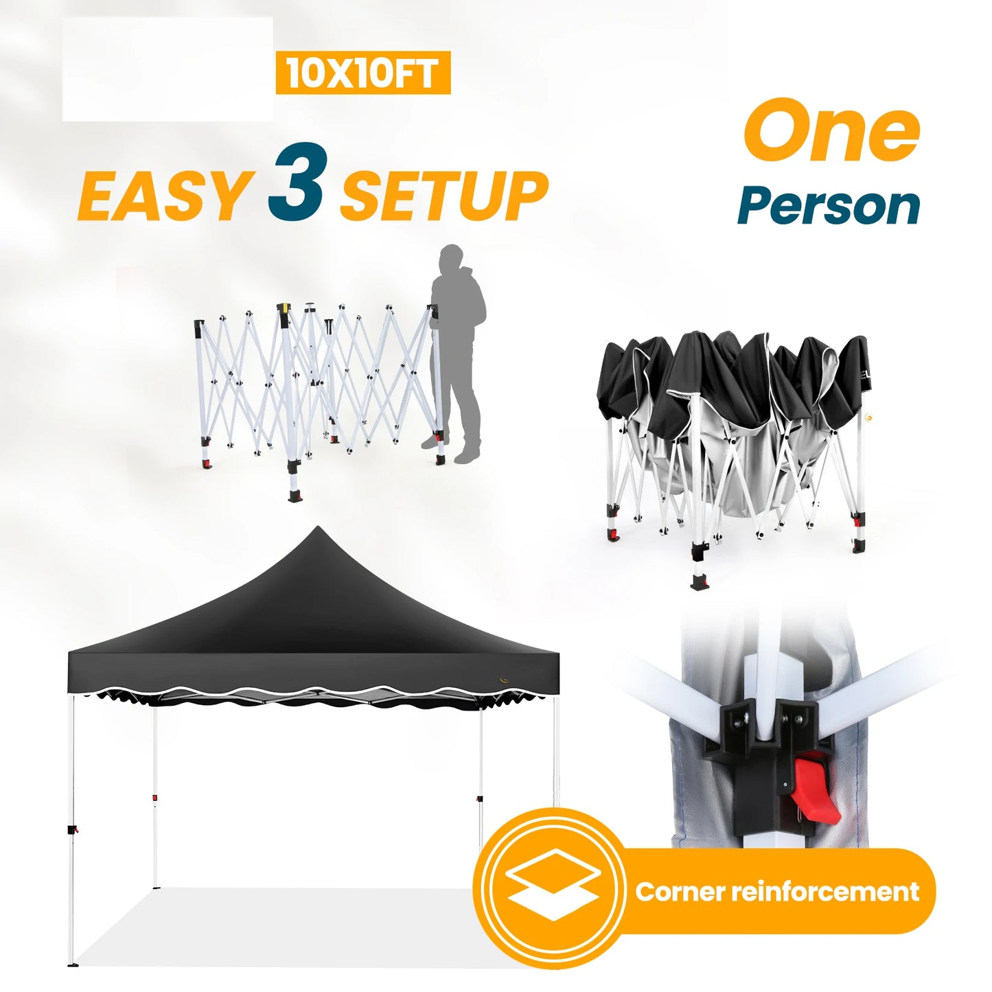 10x10 Pop Up Canopy Tent with 4 Walls & Accessories Kit, UPF50+ Waterproof Instant Shelter for Commercial & Personal Events