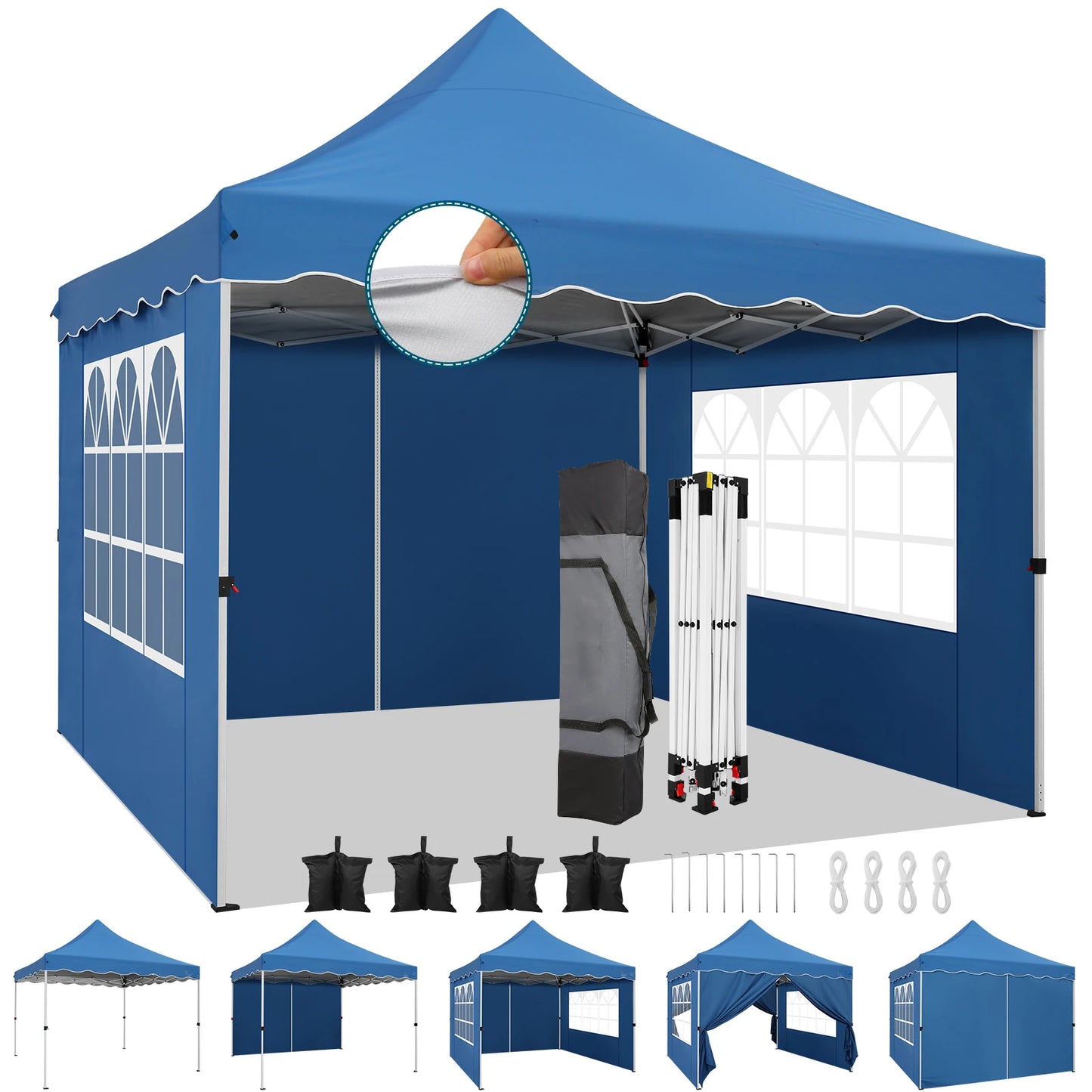 10x10 Pop Up Canopy Tent with 4 Walls & Accessories Kit, UPF50+ Waterproof Instant Shelter for Commercial & Personal Events