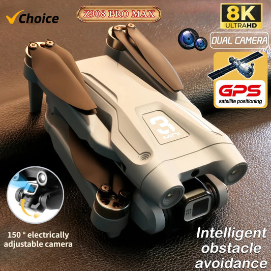 Z908 Pro Max GPS Drone Brushless 8K HD Dual Camera Optical Flow Obstacle Avoidance Foldable Quadcopter RC Distance 9000M