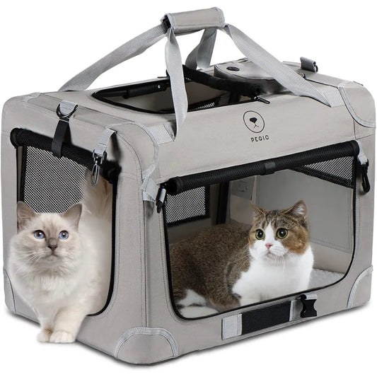 Cat Carrier for 2 Cats, Portable Soft Sided Large Pet Carrier for Traveling, Indoor and Outdoor Uses, 24×16×16