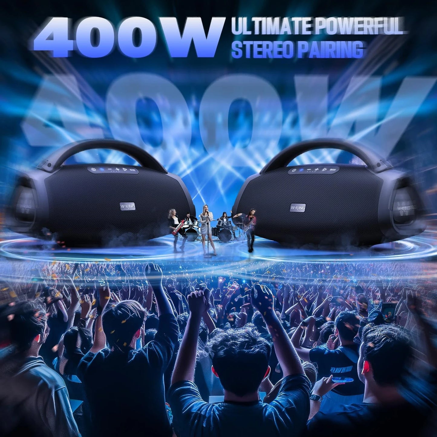 W-KING D20 Portable Bluetooth Speakers,200W RMS Massive Bass Party Boombox IPX7 Waterproof Speaker Large, Loud Outdoor Speaker