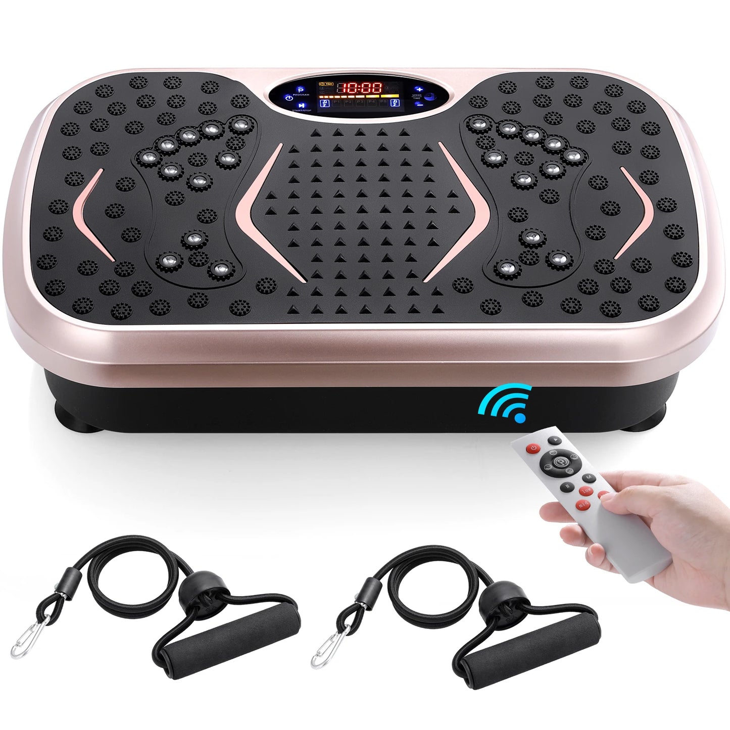 Vibration Plate Exercise Machine - Whole Body Workout Vibration Fitness Platform w/ Loop Bands - Home Training Equipment
