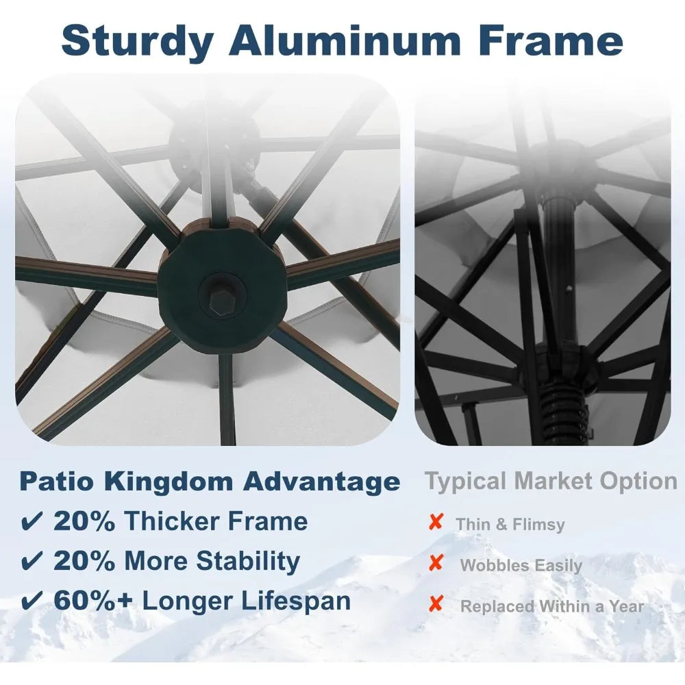 11FT Cantilever Umbrella with Base Large Curvy Outdoor Aluminum Offset Umbrella w/ 360° Rotation, UV Resistant Canopy for Patio,