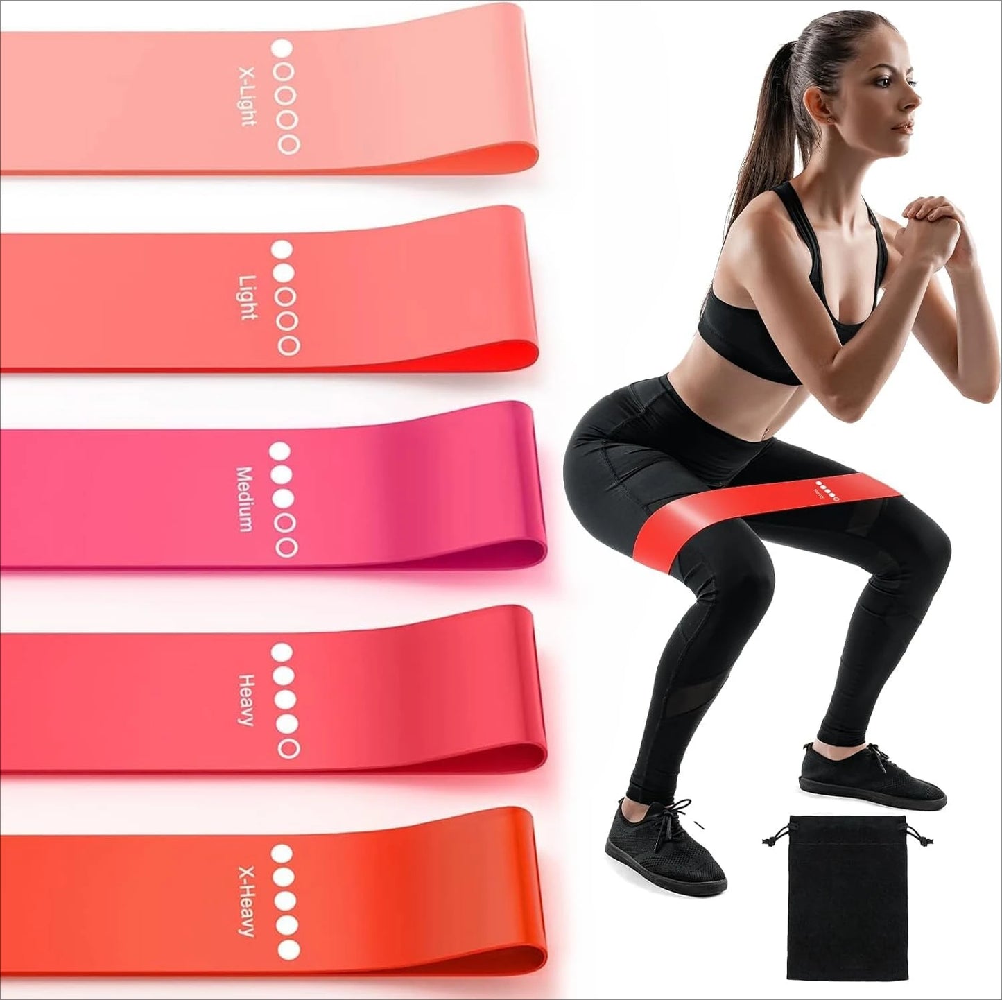 Resistance bands for exercise, elastic exercise loops for physical therapy, and stretch bands for beautiful legs