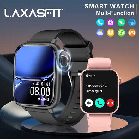 LAXASFIT 2025 New Waterproof Smart Watch Bluetooth Call Women Men Watch Voice Assistant 100+Sports Smartwatch For Android IOS