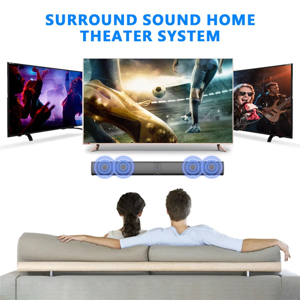 Wireless Bluetooth TV Sound Bar 2 Speaker System Home Theater Subwoofer Soundbar Portable Loud Rechargeable 2 IN1 Speaker