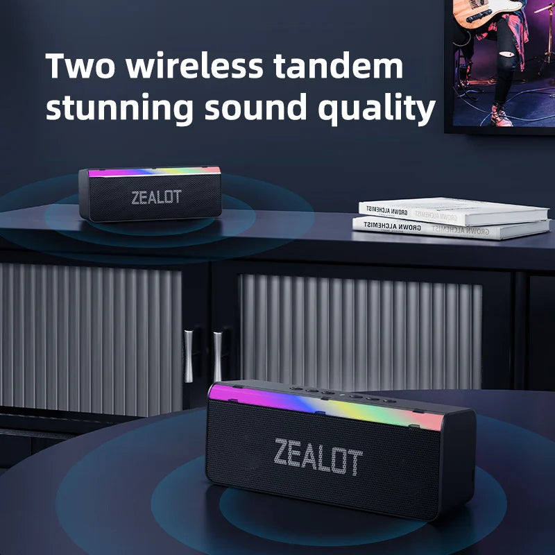 Zealot-S72 Outdoor Bluetooth Speaker 20W Superior Sound and Bass Music Sound Box IPX6 Waterproof 10H Playtime Portable Speaker