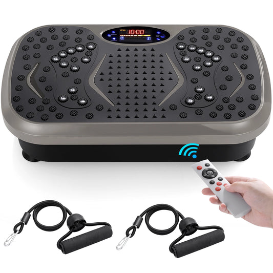 Vibration Plate Exercise Machine - Whole Body Workout Vibration Fitness Platform w/ Loop Bands - Home Training Equipment