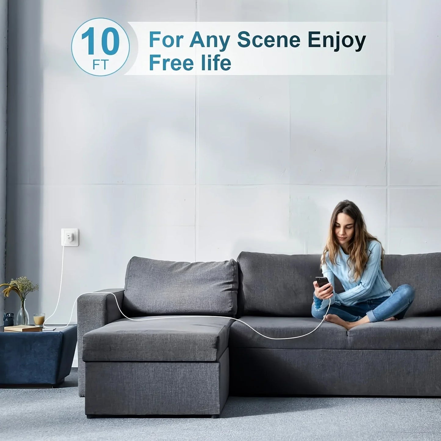 Fast charging, 10 foot long USB C charger cable with 20+20W dual port USB fast charger, suitable for iPhone 15 Pro/15 Pro Max