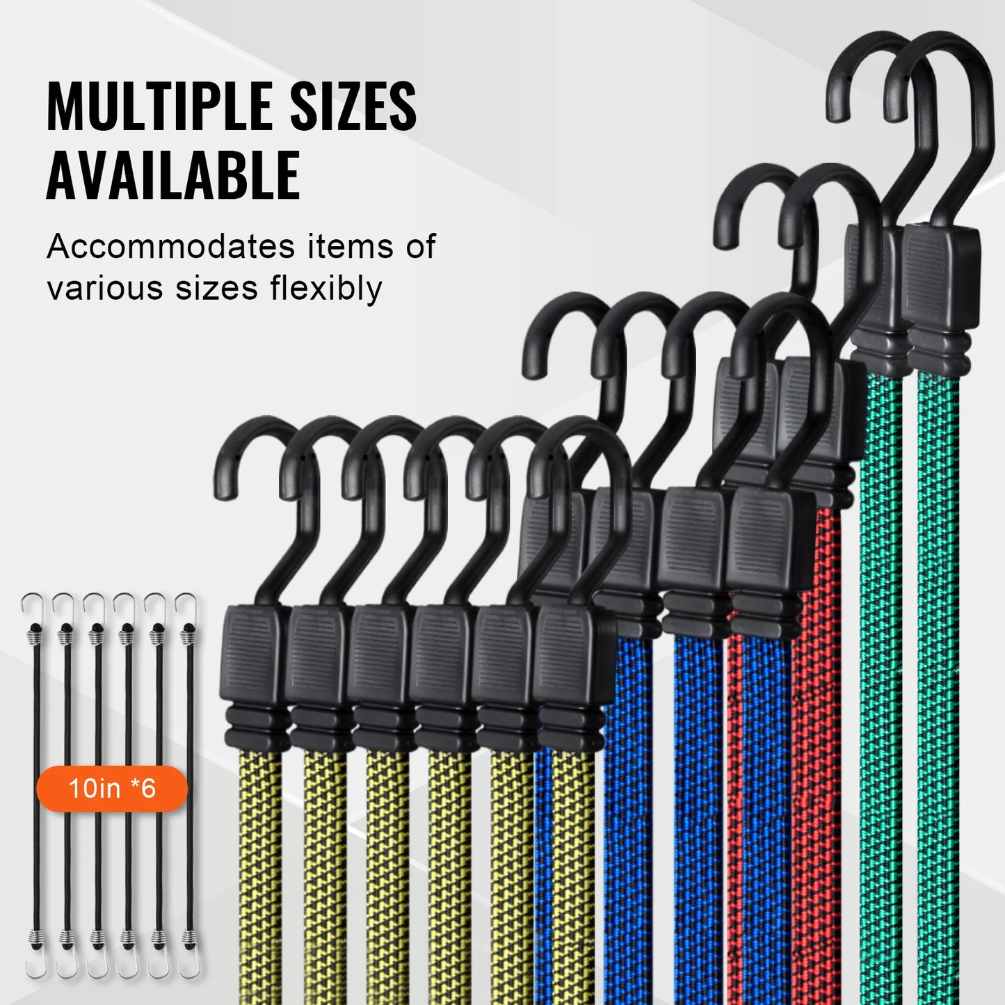 SucceBuy 32pcs Bungee Cords 2M Elastic Luggage Bungee Straps with A3 Steel J-Hooks Anti-slip Flat Elasticity Rope for Cargo