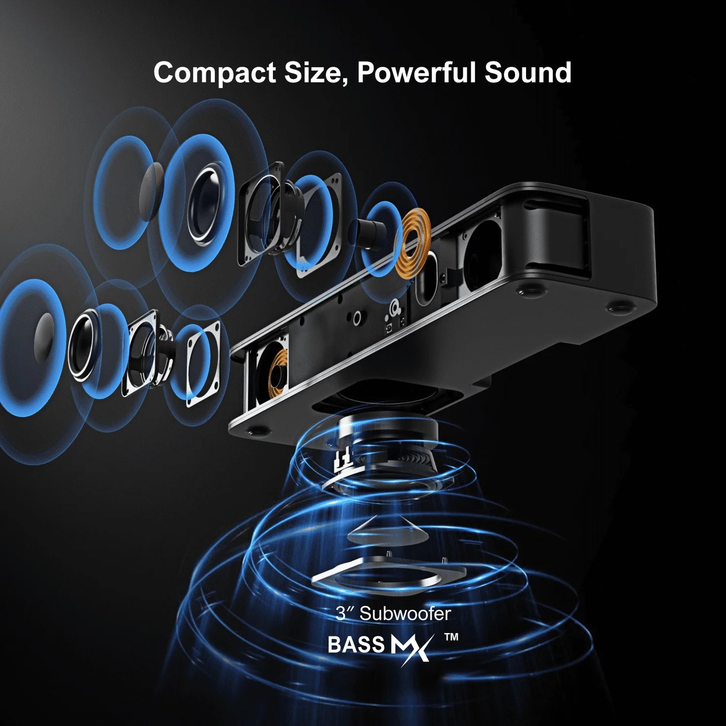 ULTIMEA 120W 2.1ch Soundbar for TV, All-in-One PC Soundbar, Built-in Subwoofer, Bluetooth 5.3 TV Sound Bar Speakers