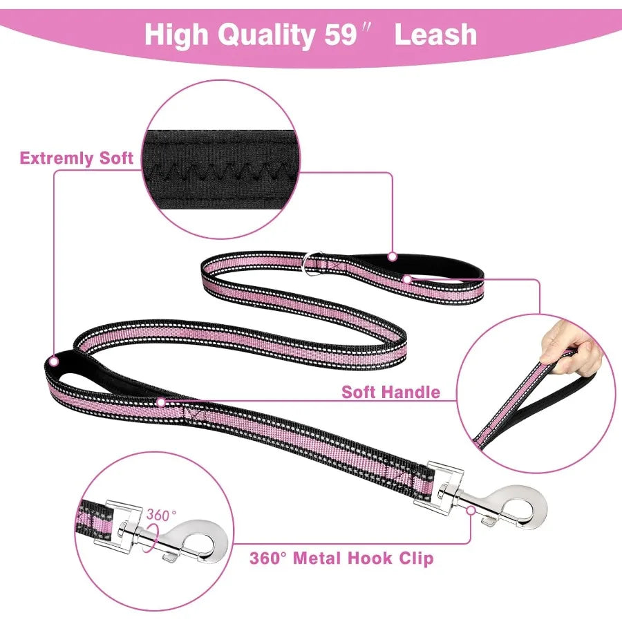 Allinone Reflective Pet Harness Collar and Leash Set with Adjustable Buckles for Puppies Small Medium Large and ExtraLarge Dogs