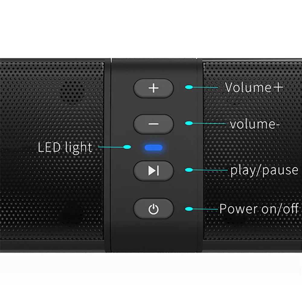 Wireless Bluetooth TV Sound Bar 2 Speaker System Home Theater Subwoofer Soundbar Portable Loud Rechargeable 2 IN1 Speaker