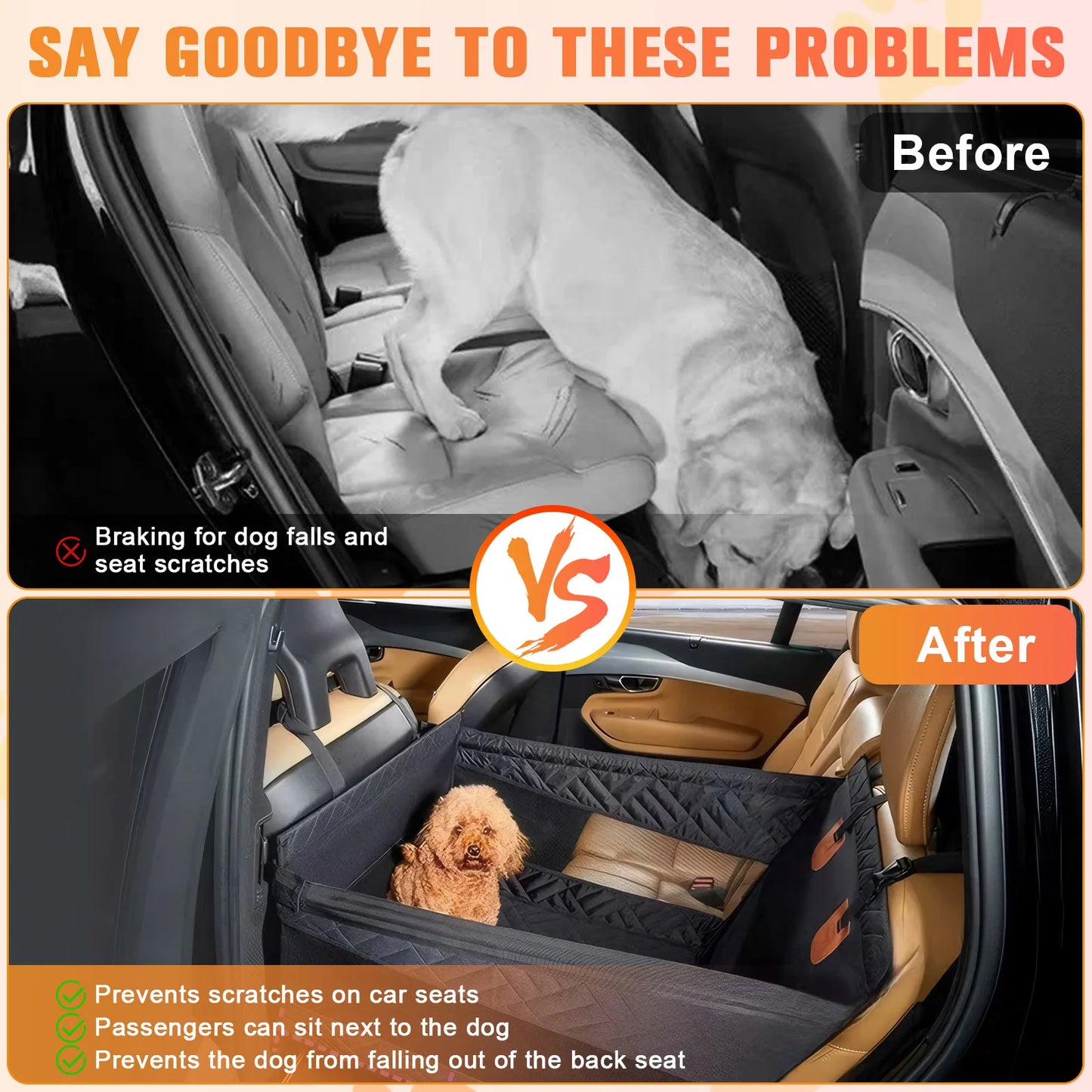 Waterproof Seat Cover Nonslip Back Seat Cover Dog Hammock for Dogs Pet Car Seat Protector