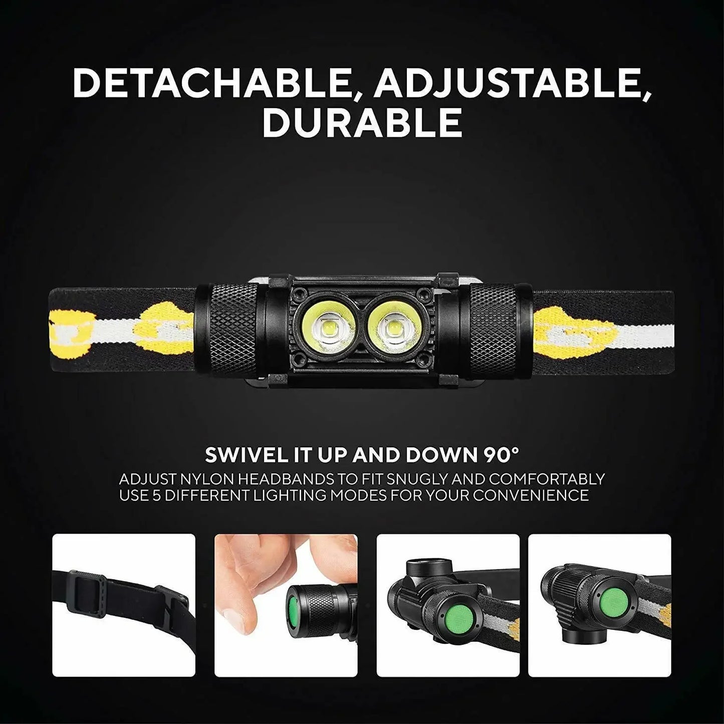 H25S Mini LED HeadLamp XML 1200lm Head lamp White Light Headlamp USB Rechargeable 18650 Head Light