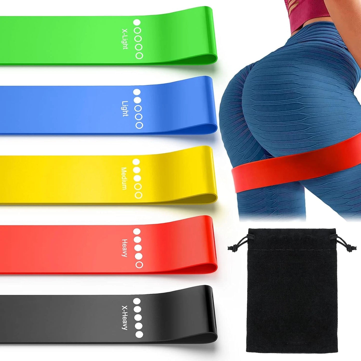 Resistance bands for exercise, elastic exercise loops for physical therapy, and stretch bands for beautiful legs
