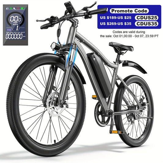 Electric Bike for Adults, 26" Commuter Ebikes with 5-Level Pedal Assist & 7-Speed Gears, 25MPH, 720W Motor, 375Wh Battery, 50 Mi